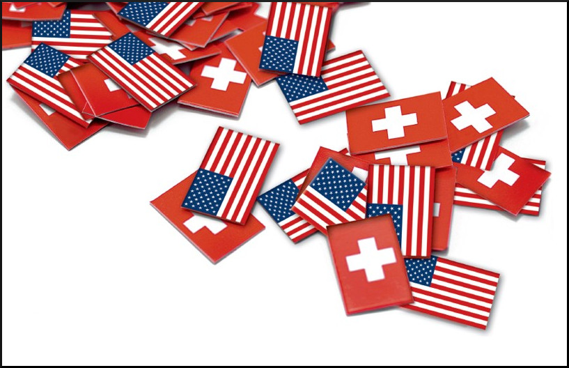 Amerika und Schweiz Flaggen